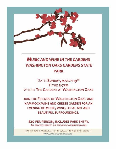 Music and wine in the gardens flyer